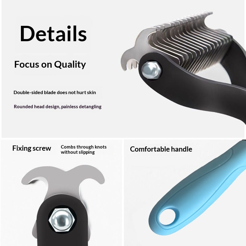 Double-sided pet grooming comb view 4